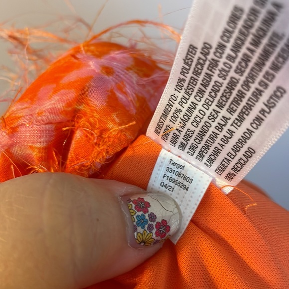 Wild Fable Eyelash Floral Halter Tie Mini Dress Orange Pink size XXL - Picture 7 of 16